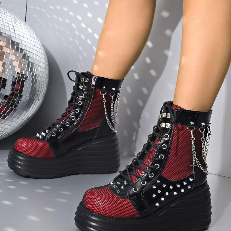 Módní designérské boty pro ženy 2025 Nová móda Platformové kozačky Dámské Vysoce kvalitní Luxusní kožené boty Dámské Nové Retro Gothické boty
