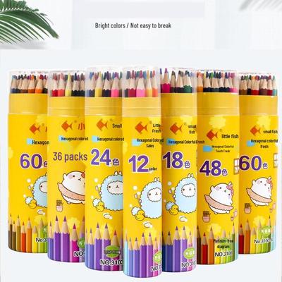 Conjunto de Lápis de Cor Hexagonais Coloridos Peixe Amarelo para Estudantes - Logotipo Personalizado Disponível