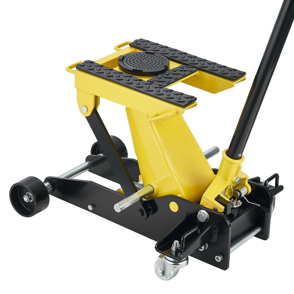 Gato Hidráulico de Perfil Bajo para Suelo, Capacidad de 2 Toneladas, Gato de Piso de Acero para Carreras con Bomba de Elevación Rápida de Pistón Único y Ruedas, Elevador Móvil Hidráulico para Coches,