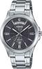 MTP-1381D-8AV Men's Analog Quartz Watch, Dark Gray Dial, Silver Metal Band