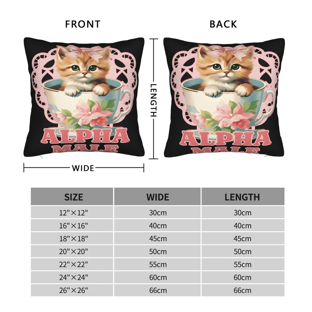 Decorative Pillowcase Alpha Male Cat Kitten Funny Product Home Throw Pillow Case Cover Square Multi-Size
