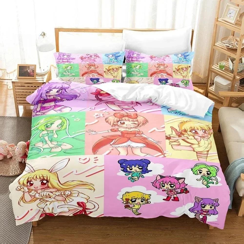 

3D Принт Каваи Девушки Токио Мяу Мяу Постельный Набор Односпальный Полутораспальный Двуспальный Кингсайз Набор для Кровати Взрослый Детский Спальня Комплекты Пододеяльников 70x133cm 2pcs