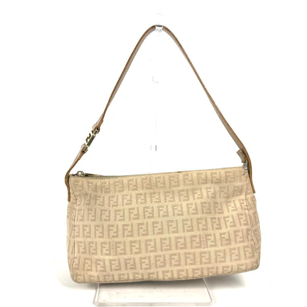 FENDI Zucchino Zucca logo bag Shoulder Bag Leather/Canvas Beige