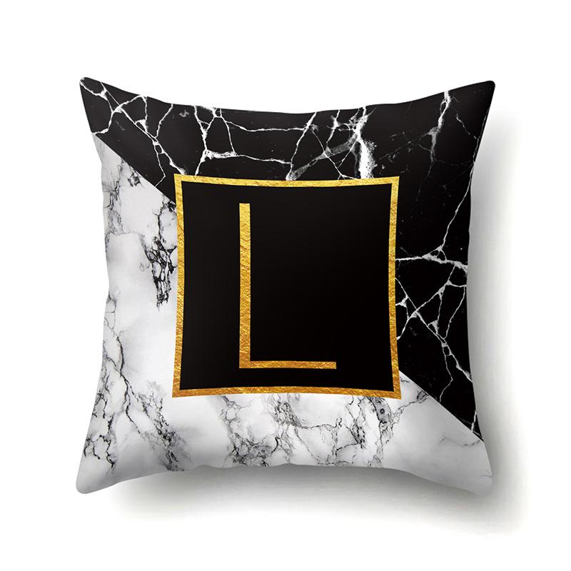 Marble Polyester Pillowcase Home Decoration Printing Pillowcase 26 English Letter Cushion Cover