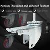 Medium Swivel Caster Bracket with Brake, Thickened Base, 3", 4", 5" Fixed Wheel, Threaded Stem.