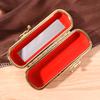 Portable Mini Makeup Silk Box Retro Flower Design Iron Clip Lipstick Case Holder With Mirror Ring Necklace Earring Storage