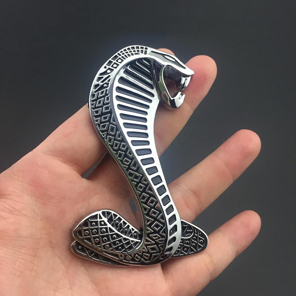 3D Metal Cobra Snake Cobra 3D Emblem Sticker Metal Auto Car Shelby Mustang Gold ,Silver GT MYCT-54