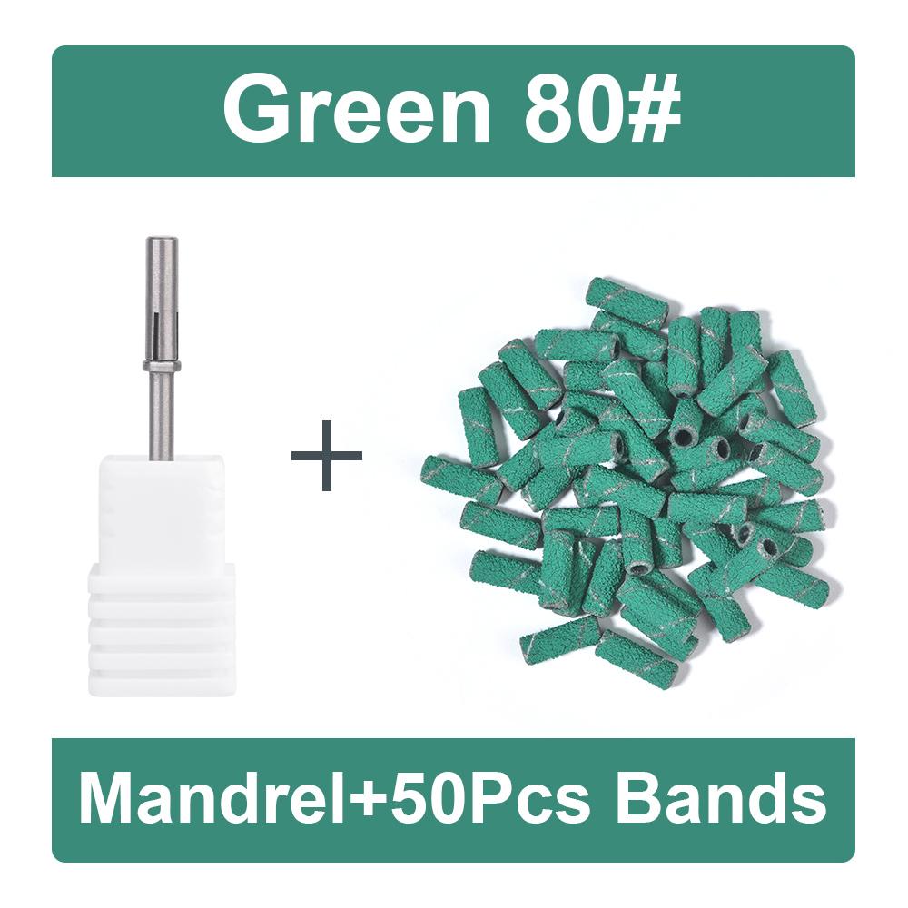 50Pcs 3MM Mini Nail Sanding Bands With Shaft 3/32" Nail Drill Bits Sand Bands Dead Skin Calluses Nail Gel Remove Nail Tool Set
