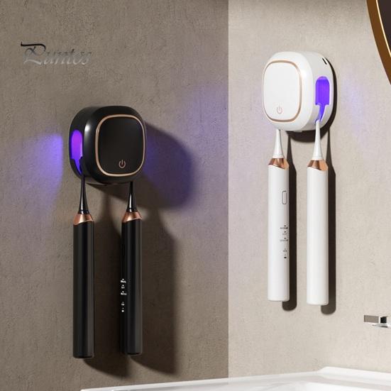 UV-C Toothbrush Cleaner UV Sanitizer Case Storage Holder Rechargeable Easy Lithium-ion Battery to Install Wall-Mounted with Light Oral Health