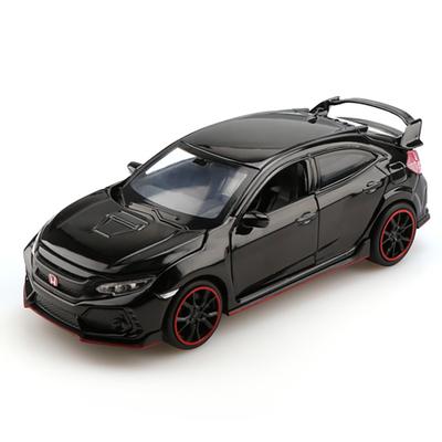 Modelo de Carro Honda CIVIC TYPE R 1/32 Liga Fundida Brinquedo de Carro para Crianças com Base Coleção Presente de Aniversário para Meninos