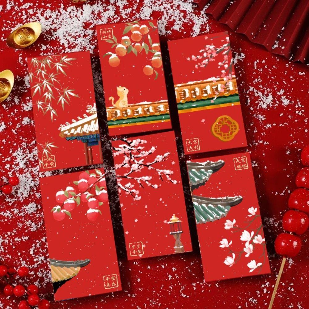 6pcs Hongbao Children Money Pocket Traditional Gifts Packing Bags  Celebration Party