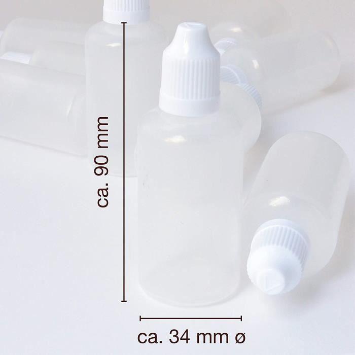 Professionaltree 10x50 ml flacons compte-gouttes vides bouteilles pour liquide pour doser proprement et conserver - fermeture