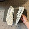 Nischendesign hohles gewebtes Netz Schweinekäfigschuhe 2025 neue niedriger Absatz flacher Boden runder Kopf Sandalen Sommer Einzelschuhe Damen