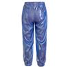 Unisex Kids Shiny Metallic Pants Elastic Waistband Trousers Unisex Dancewear Stage Outfit