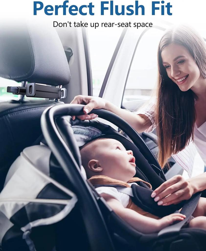 360° Rotation Bilnackstöd Baksätesfäste, Telefon/Surfplatta Bilhållare, Viktiga Tillbehör för Bilresan, Justerbart Surfplattahållare för Baksätet