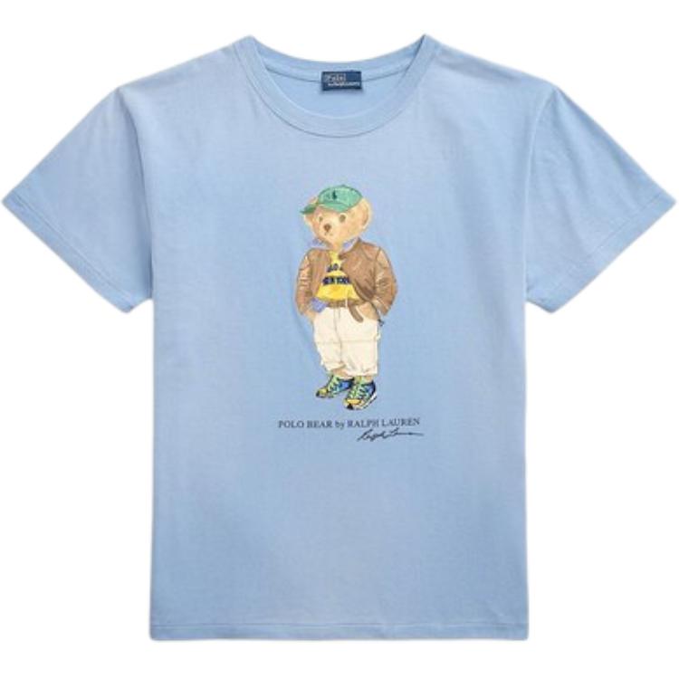 

Женская футболка Polo Ralph Lauren с логотипом, свободного кроя, с круглым вырезом и короткими рукавами, топы, светло-голубая, WMPOKNINCU21167-400 M