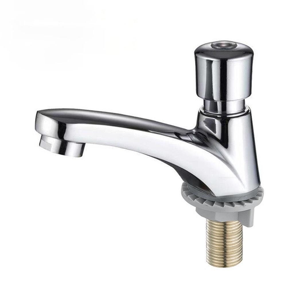 Self Closing Bathroom Faucet with Chrome Finish for Water Conservation