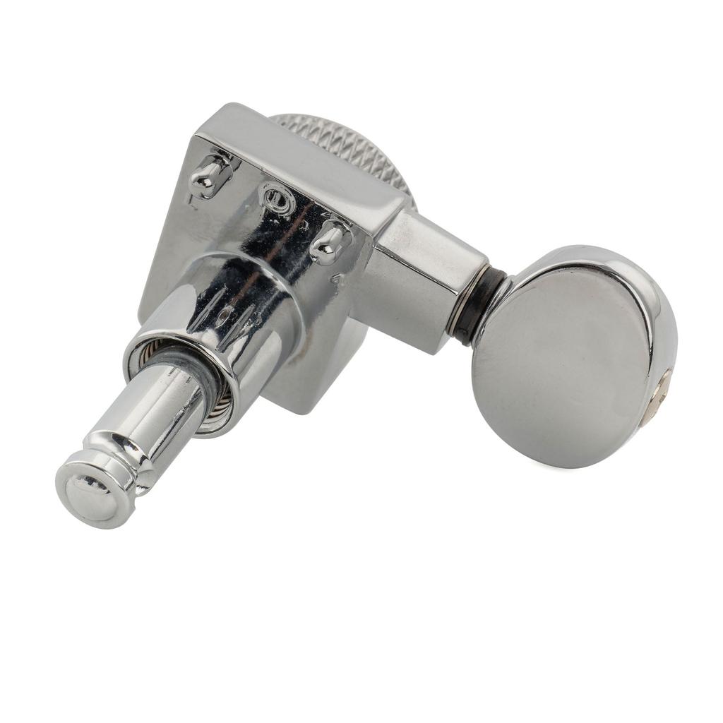 Musiclily Pro R18K Locking Gear Vintage Oval for Fender Stratocaster and Telecaster Electric Guitars Left-Handed 6-In-Line 2-Pin Tuners, 181 Ratio,