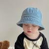 Koreanischer Stil Baby Sonnenhut Stoff Kinder Fischerhut Schöne Gewaschener Denim Eimerhut Outdoor