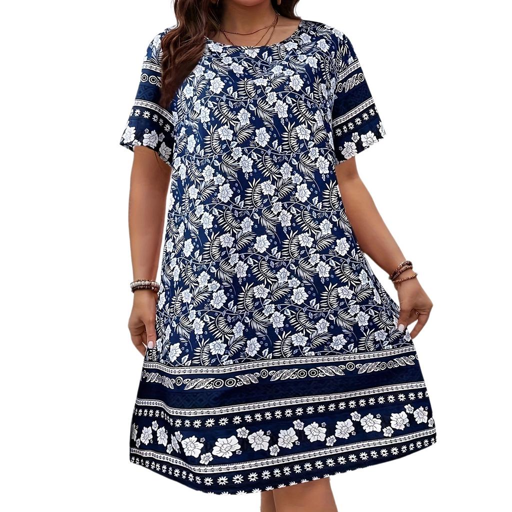 Dámské letní maxi šaty 2025 s květinovým vzorem, zavinovacím výstřihem do V, nafouknutým krátkým rukávem a volánky, plážové letovisko, dlouhé šaty