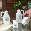 4pcs Ceramic Dispenser Set Including Oil Bottle Vinegar Bottle Salts Pepper Shaker Practical for Home Cooking