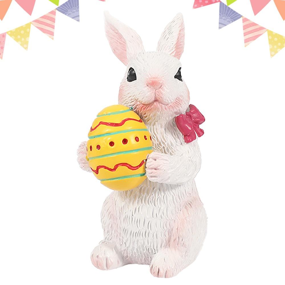 

Resin Material Easter Bunny Ornament Cartoon Style Standing Design Bunny Statue DIY Craft Cute Appearance Easter Rabbit Decor