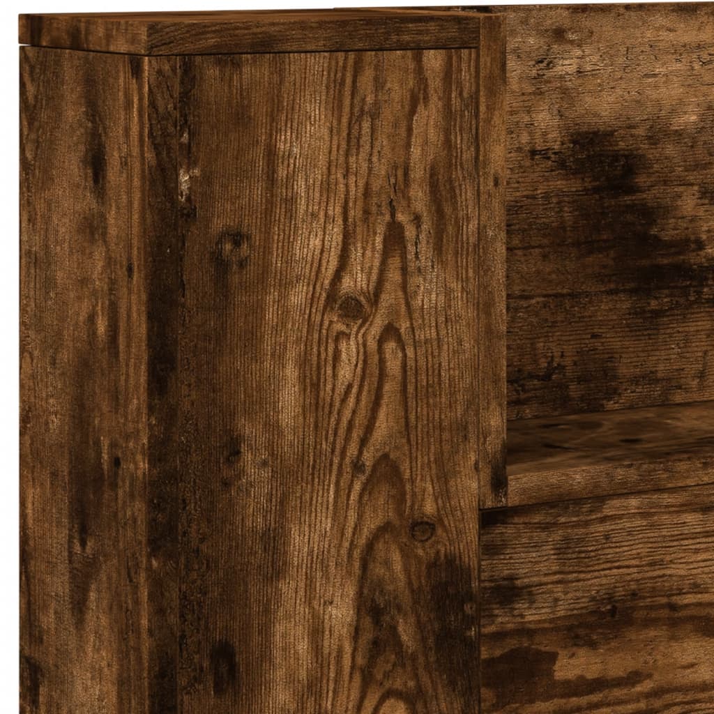 LED Headboard with Shelf Smoked Oak 220 X 16.5 X 103.5 Cm