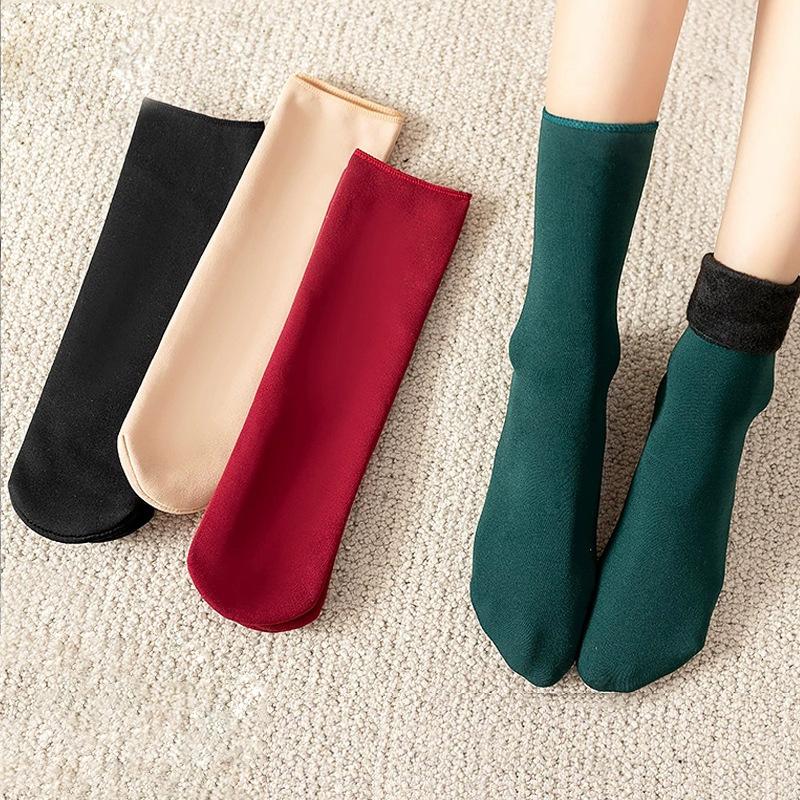 1-20Pairs Women Winter Warm Short Socks Thick Thermal Cashmere Wool Nylon Velvet Floor Socks for Home Indoor Use Boots Gift