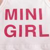 Girls' Casual Set Summer Children's Sweet Pink Letter Halter Top and Large Bow Culottes Set