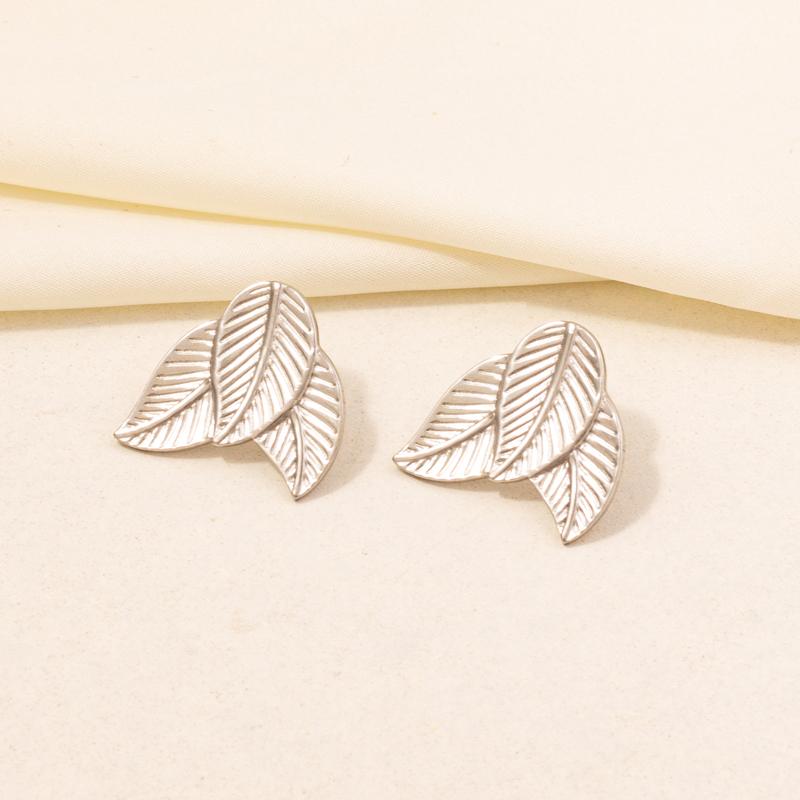 Elegant Plant Rose Flower Leaf Ear Studs For Women Men Accessories Real Gold Plated Stainless Steel Earrings Kpop Fashion Aretes