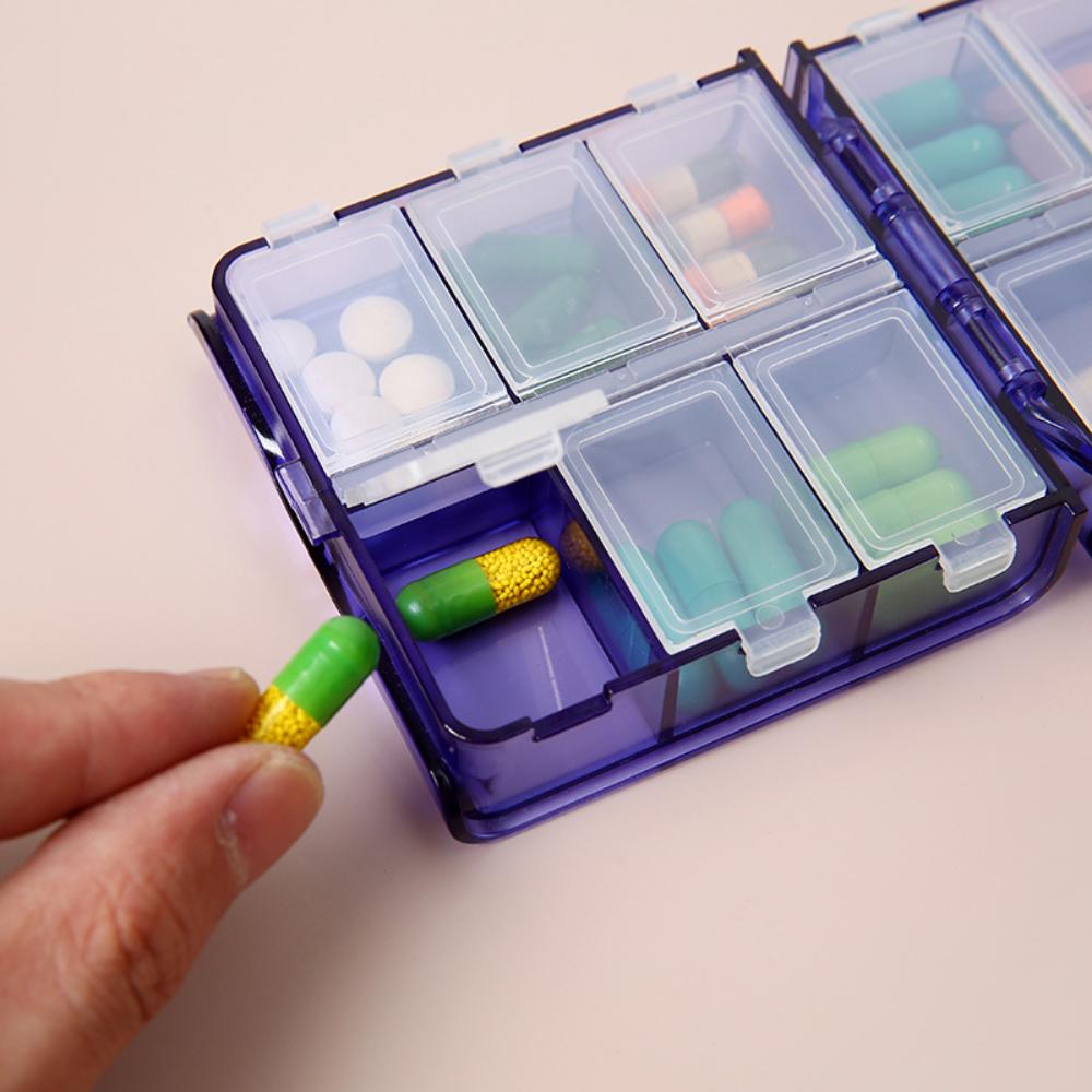 Portable 12 Compartments Double Layer Pill Box Travel Size Medicine Organizer For Daily Medication Vitamins And Supplements