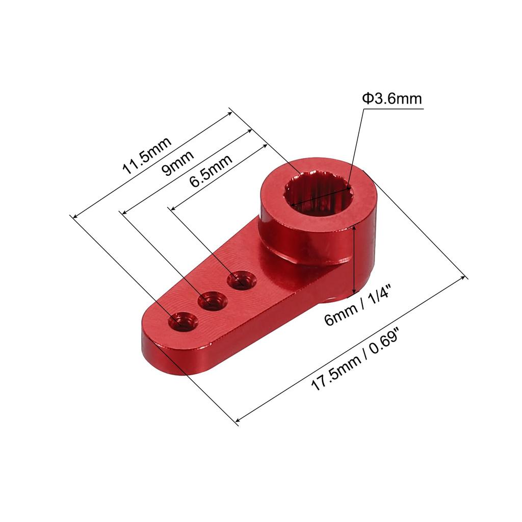 Uxcell 2pcs Aluminum Servo Horn 15T Servo Horn Steering Short Arm Red DIY RC Boat Model Accessory with Screws 17.5mm Car/Boat/Airplane