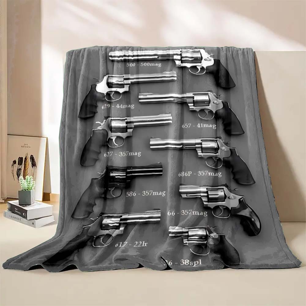 6 Sizes Arms Gun Art Printed Blanket Warm Soft and Comfortable Home Travel Blanket Sofa Bedding Cover Blanket Holiday Gifts
