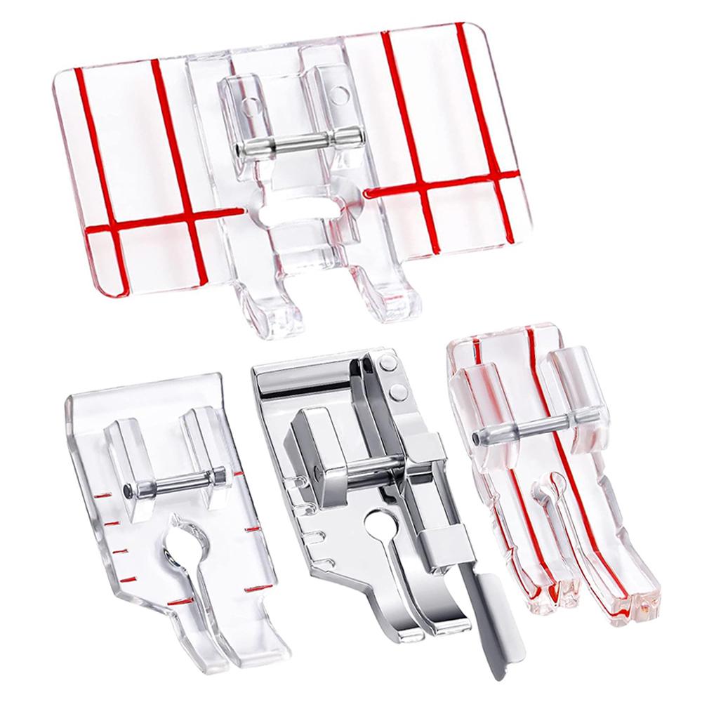 

4Pcs 1/4 Sewing Machine Presser Foot with Edge Guide Clear View Quilting Presser Foot for Home Sewing Machine Accessories