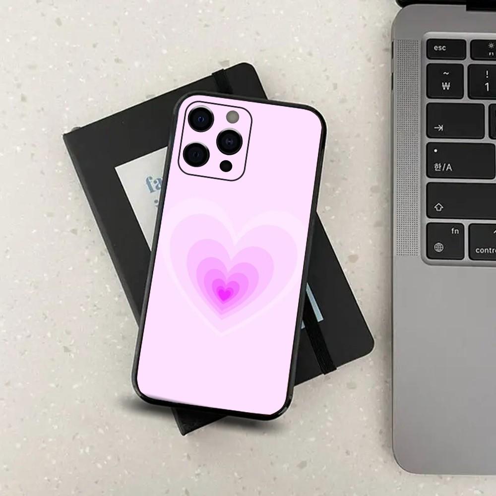 Cute Love pink Phone Case For Apple iPhone 15,14,13,12,11,Pro,X,XS,Max,XR,Plus,Mini Soft Black Cover
