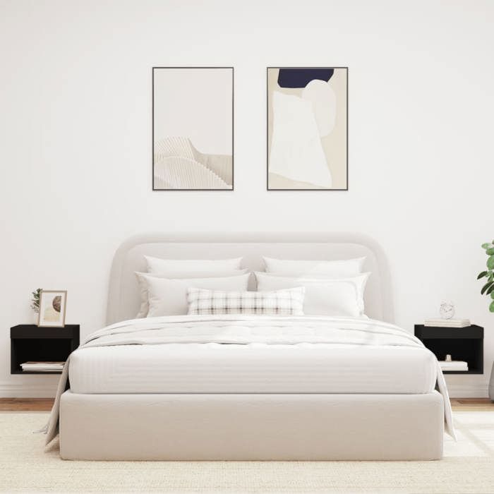 VidaXL Tables de Chevet Murales avec Lumières LED 2 pcs, Armoires de Lit Suspendue, Tables de Nuit, Armoires de Nuit 837116