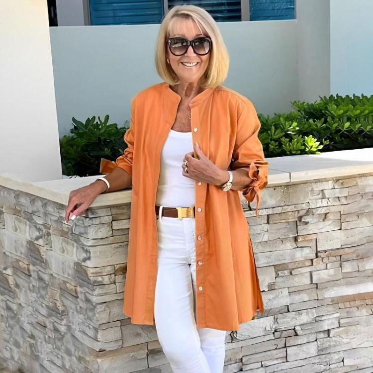 Chemise de bureau pour femme à manches longues Cardigan en coton Boutonnage simple Revers Mode Printemps Automne Professionnel Femme