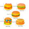 Squeaky Hamburger Dog Toy Vinyl Chew Toy for Teeth Cleaning Molar Care Interactive Pet Squeaker Toy