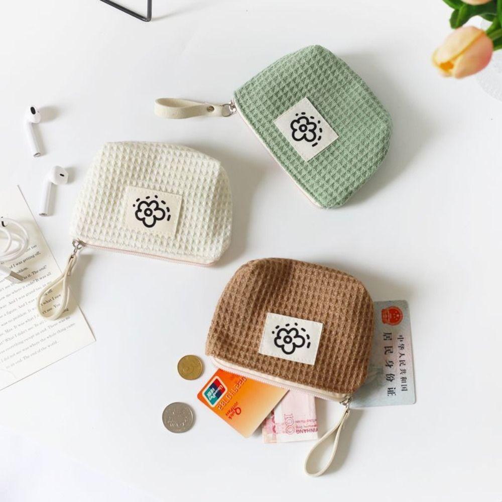 Zipper Small Coin Purse Polyester Lipstick Headphones Key Storage Bag Portable Mini Makeup Bag