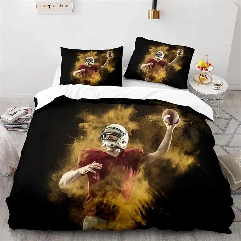 Sports Duvet Cover Set American Football Player Bedding Set For Boys Girls Children To Soft Ball Sport Quilt Cover