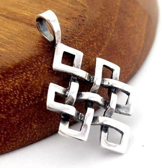 Tibetan Endless Knot Perbeu Sterling Silver 925 Pendant Pendant Top