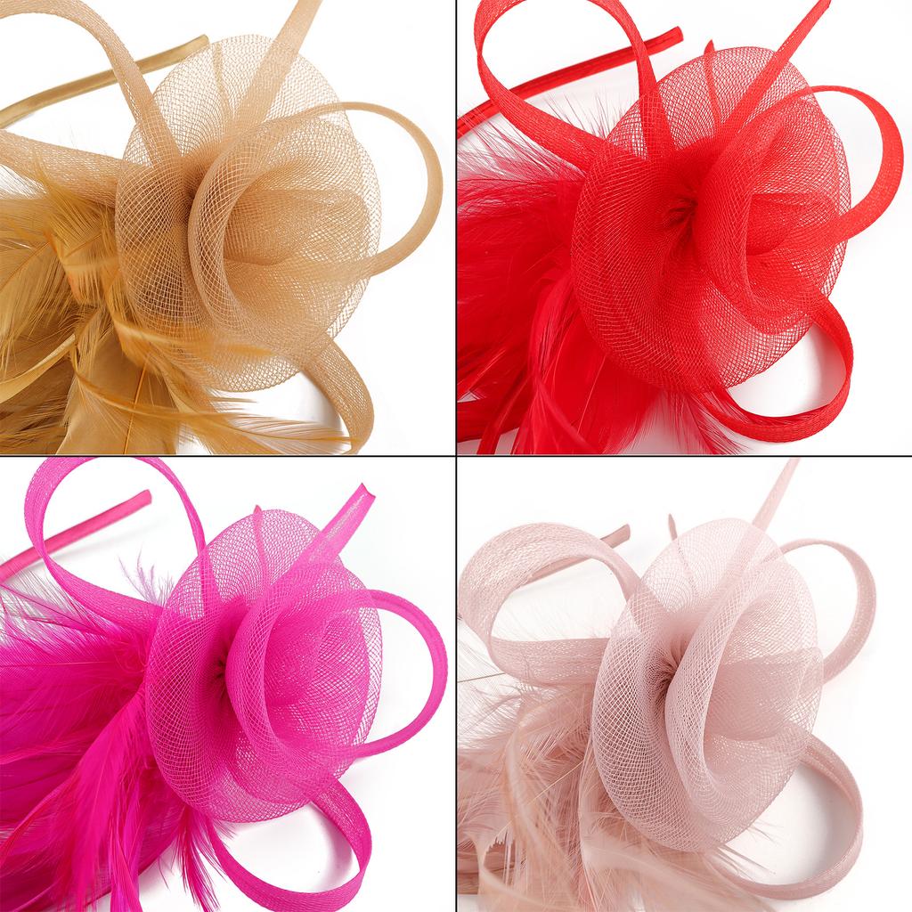 1920s Feathered Flower Headband Elegant Hairband Hair Styling Accessories for Women Aesthetic Formal Banquet Hairhoop