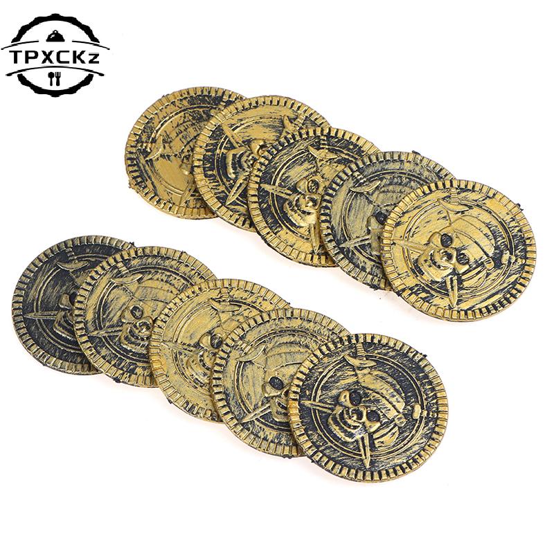  10pcs Pirate Treasure Coins Party Props Christmas Gift Game Currency Halloween