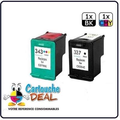 HP 337 - HP 343 - HP OfficeJet 6310 6315 PSC 4180 Photosmart C4100 C4180 C4190 Lot 2 Compatible Cartridges HP337 HP343