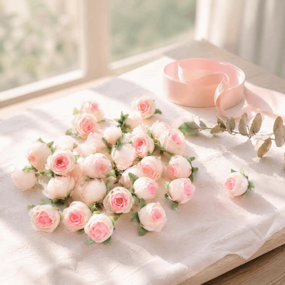 50pcs Champagne Color Artificial Peony Heads Artificial Rose Heads Party Background