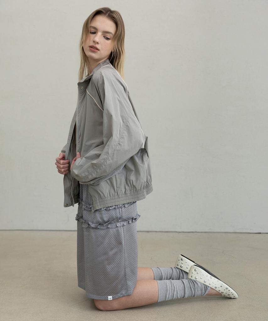 Forev Mesh Frill Midi Skirt - Silver