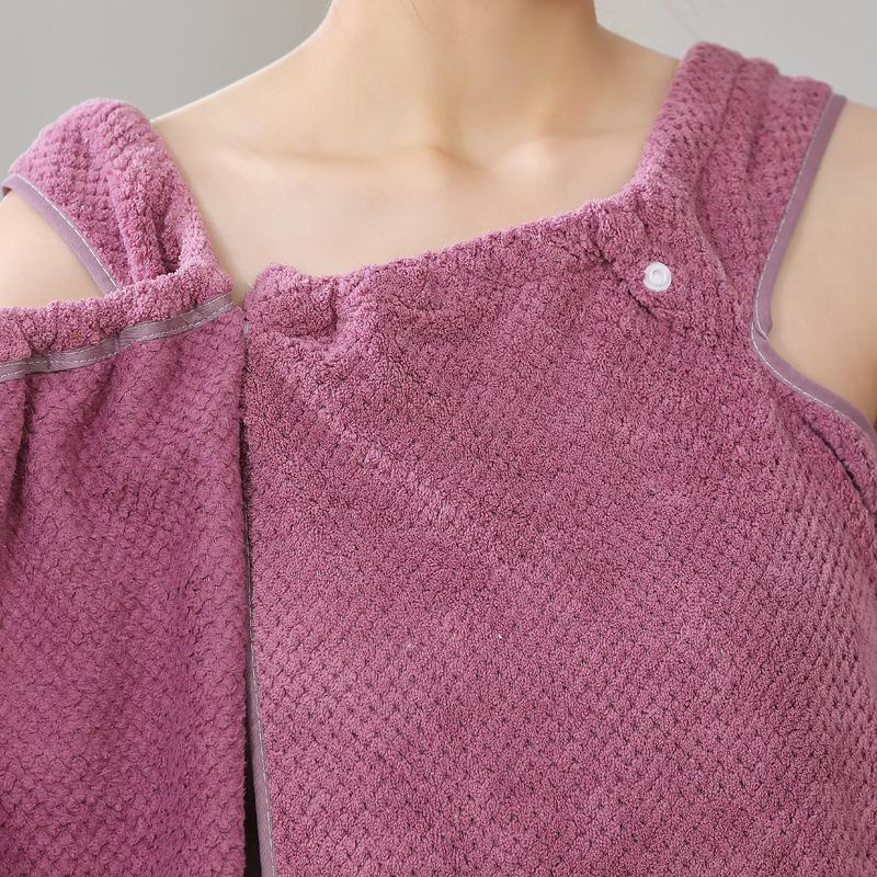 Coral Fleece Wearable Bath Towel: Thick, Soft, Absorbent Bathrobe for Women