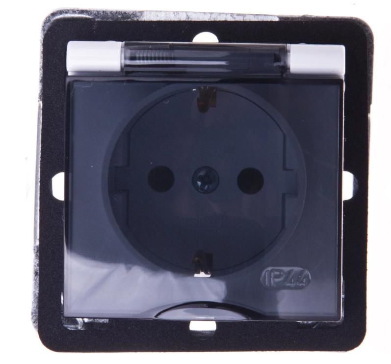 Impresja Splashproof Socket Z/U Schuko Ip44 Transparent Flap White Gph-1Ys//00/D