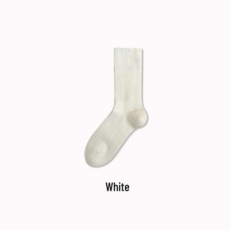 Damen Mid-Tube Spitzensocken - Warme Winter-Frotteesocken für trendige Studentinnen & Umstandsmode