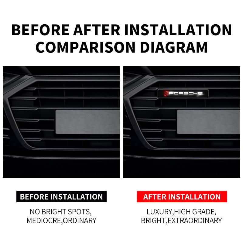 New Car LED Front Hood Grille Emblem Badge Decorative Light For Porsche GTS Cayenne Cayman Panamera Macan 911 718 928 90